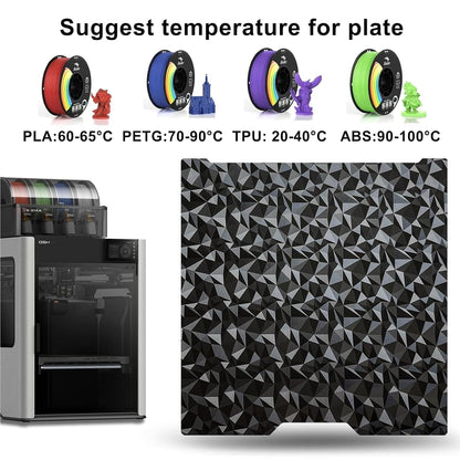 355x346mm Build Plate for Bambu Lab H2D/H2S,Double Sided PEO PET Flexible Removable Spring Steel Heated Printing Bed Platform?Removable Heated Bed for H2D Combo/H2S(Carbon Fiber+Diamond)
