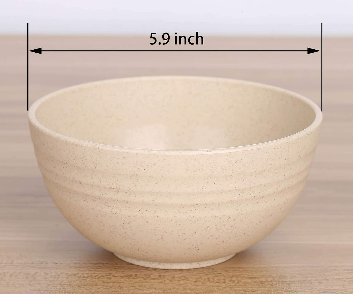 Lucky Zone Unbreakable Wheat Straw Cereal Bowls, 24 oz, Set of 4