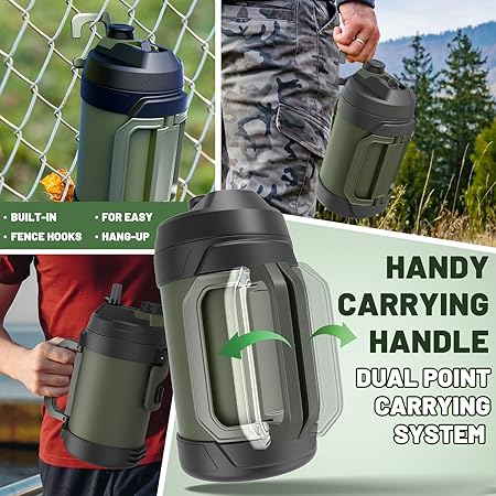 Hydraful 1 Gallon Water Jug, 128 oz Large Insulated Stainless Steel Sports Water Jug, Large Triple Wall Vacuum Insulation Water Bottle-Keeps Cold up to 48 Hrs-Sweat Proof, for Gym, Hiking  Camping