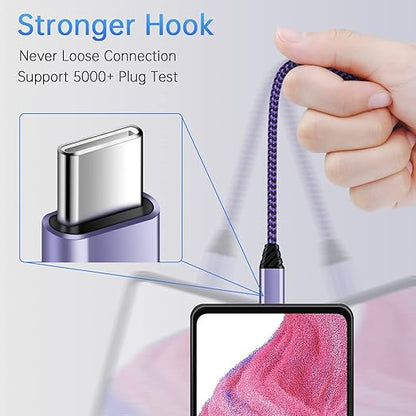 Android Auto USB C Cable Type C Charger USB Data Transfer Cable Fast Charging for Samsung Galaxy S25 UltraS25S24FEA23A16A15A35A55A06S24 UltraS23FES23 UltraS22A54A53A14A13, 3FT 2Pack