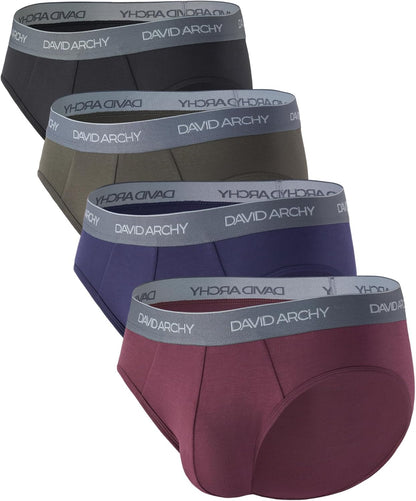 DAVID ARCHY Men's Underwear Briefs Rayon Made from Bamboo Wicking-Moisture Support Pouch Soft Underwear for Men 4 or 7 Pack.