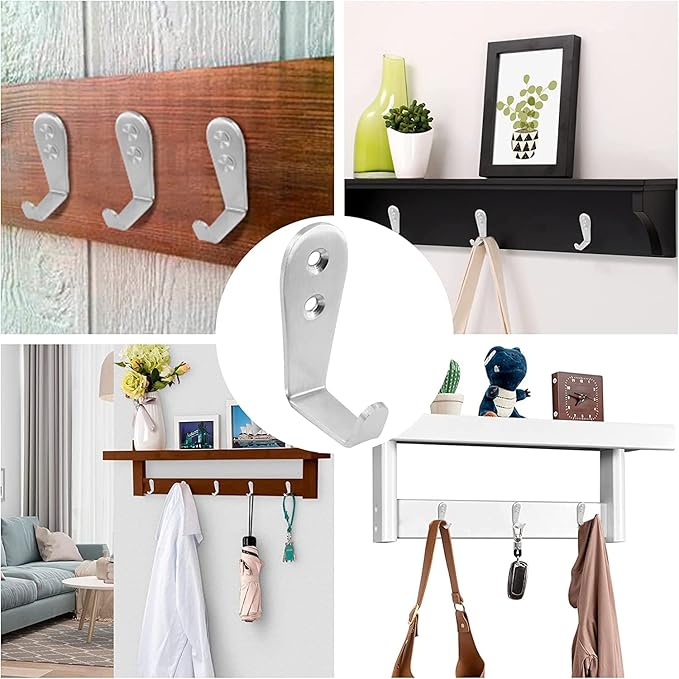Deezio Backpack Hooks for Wall Bathroom Garage Hooks SUS304 Stainless Steel Towel Purse Robe Hooks Wall Mounted (10 Pack)