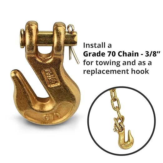 DC Cargo G70 3/8 Chain Hook (Pack of 4) Ð Heavy Duty Clevis Grab Hook for 3/8 Inch Grade 70 Chain - for Trailer Truck Transport - 6,600 lbs