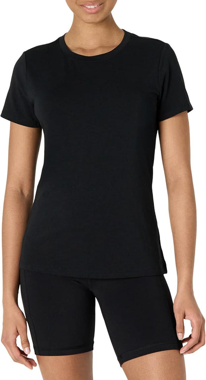Essentials Women's Active Soft Cotton Regular Fit Crewneck Short Sleeve Lightweight Yoga Workout T-Shirt