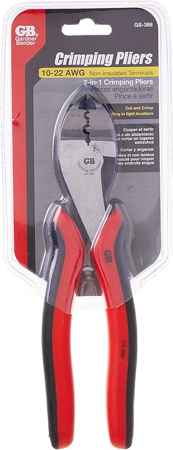 Gardner Bender GS-388 Electrical Pliers, Crimper & Cutter, Comfort Grip, Aluminum & Copper Wire, Hand Tool, 8 in. , Red