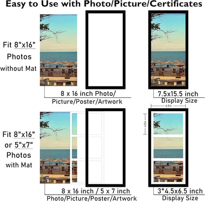 JCJMY 8x16 Picture Frame, 5x7 Collage Picture Frame, Display 3 Pcs 5x7 Photos or 8x16 Picture, 3 Opening 5x7 Collage Frame for Wall Hanging or Tabletop, Lightweight 5 x 7 Multi Photo Frame, Black