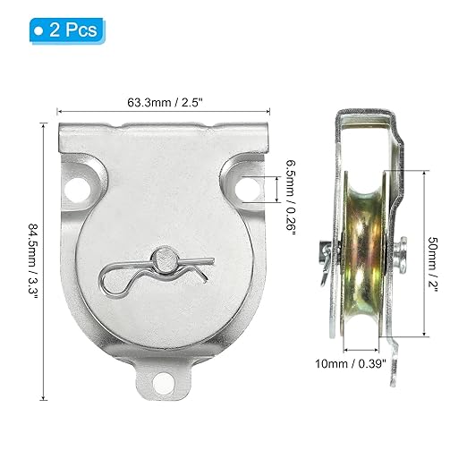 PATIKIL Ceiling Mount Single Pulley, 2 Pack 2 Inch Diameter Wall Mounted Single Pulley for 10mm0.39" Wire Rope