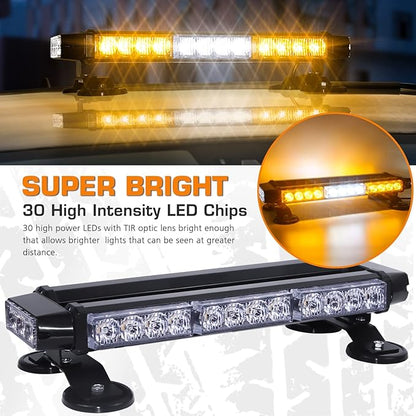 LINKITOM LED light bar flashing, double-sided, 30 high intensity LED, emergency danger warning, lighting barbeacon with magnetic for ceiling security