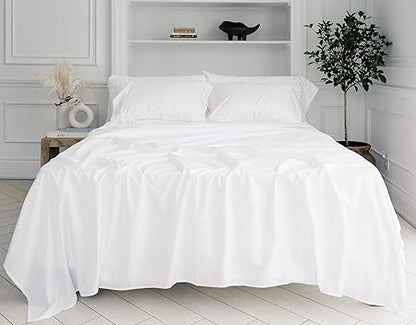 Everspread Bed Linen Set, (4 Piece Sheet Set), King Size, White. Ultra-Soft  Breathable. Luxury Bedding. Deep Pockets - Fits Mattresses up to 16 inches. Wrinkle  Fade Resistant