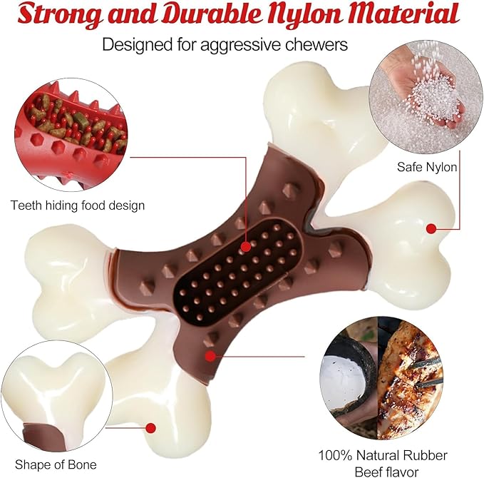 Beef Flavor Durable Nylon Bone Dog Toy for Small and Medium Breeds (Brown)