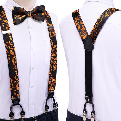 Dubulle Visit the Store 4.6 4Suspender and Bow Tie for Men Paisley Solid Mens Suit Braces Pretied Bowtie and Handkerchief Cufflinks Formal Wedding