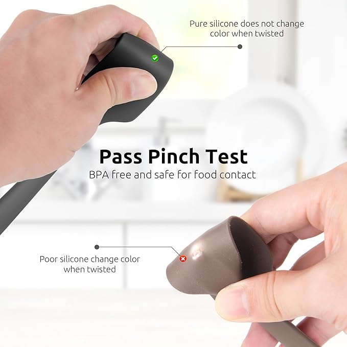 U-Taste Small Mini Silicone Spatula: 92inch 600oF Heat-Resistant Food-Grade Jar Scraper for Kitchen Use, Non-Stick Seamless Flexible Baking Utensil for Mixing, Scraping Jam in Bowl or Cup (Black)