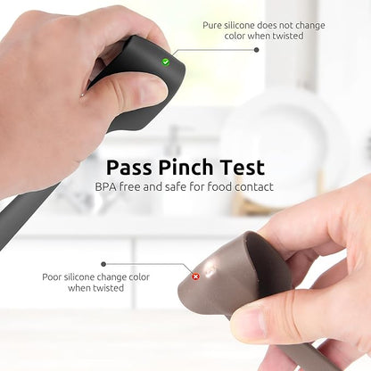 U-Taste Small Mini Silicone Spatula: 92inch 600oF Heat-Resistant Food-Grade Jar Scraper for Kitchen Use, Non-Stick Seamless Flexible Baking Utensil for Mixing, Scraping Jam in Bowl or Cup (Black)