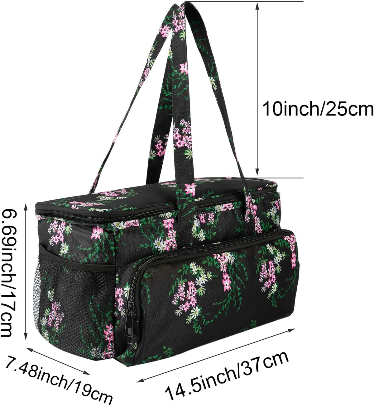 Ryhiac Yarn Storage Organizer Tote Bag Knitting Project Bag Yarn Holder Traveling Crochet Handbag Floral for Bulk Yarns,Crochet Hooks,Knitting Needle,Crochet Acessories.