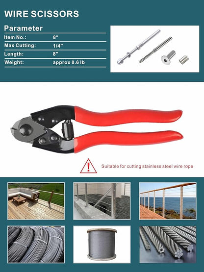 AMZCNC Hydraulic Crimping Tool Kit - with 9 US Standard Copper Cable Dies (12AWG to 20AWG) and 8 Copper Cable Dies (12AWG to 20AWG) and 18" Stainless Steel Cable Dies
