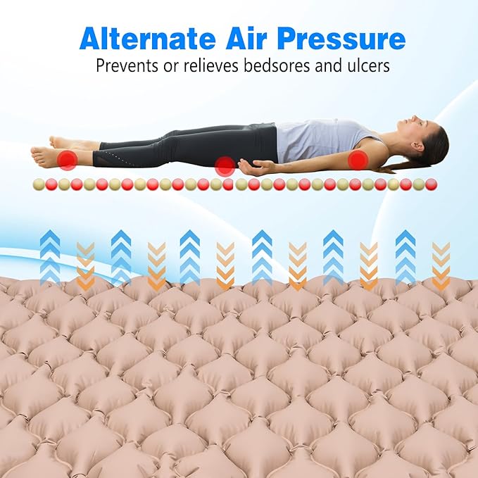 Alternate Pressure Mattress, Inflatable Mattress for Bed Sores and Pain Prevention, Heat Ulcer Resistant Cushion for Hospital Beds and Home Air Beds (Mattress Only) 94.5"x39.4"