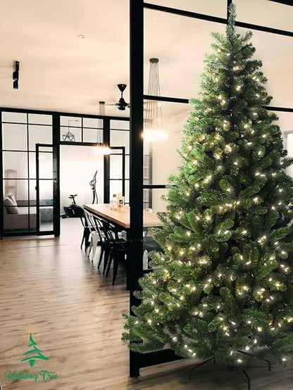 6.5' Pre-lit Christmas Tree with Clear+Multi LED, Douglas Fir, Galvanized Frame, Hinged, Includes Stand  Ideal Xmas Tree for Home & Office