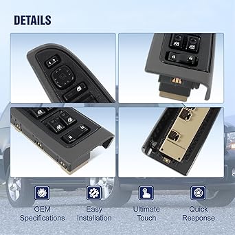 15883319 Front Driver Side Master Power Window Switch with Folding Mirror for 2003-2006 Chvey Silverado Avalanche Suburban Tahoe GMC Yukon Cadillac Escalade and H2, Replace DWS394