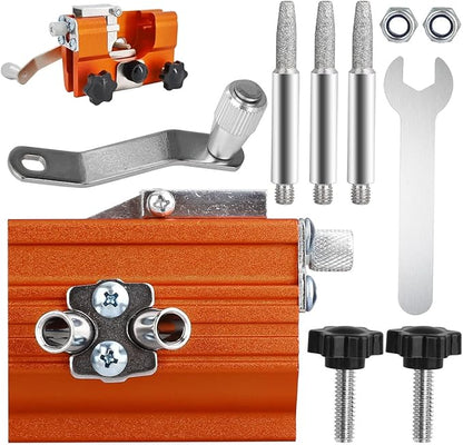 Eztronics Corp Chainsaw Sharpener,Chainsaw Sharpening Jig Hand-Cranked Chainsaw Sharpener Kit Suitable For All Kinds Of Chain Saws Chain Saw Shaperener Tool (Orange)