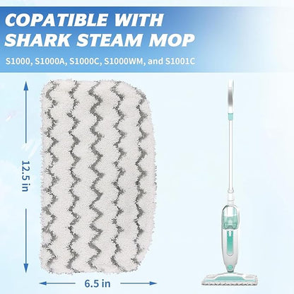 4 Pack Microfiber Steam Mop Pads Replacement for Shark Steam Mop S1000, S1000A, S1000C, S1000WM, and S1001C, Dirt Grip Cleaning Pads
