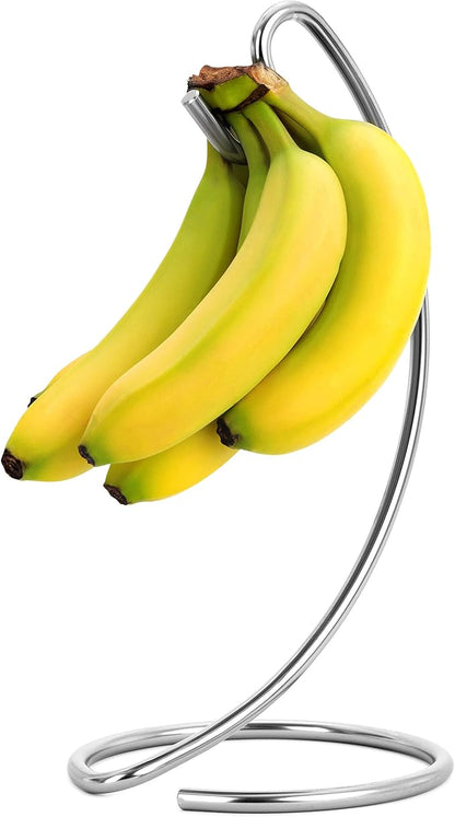 Homeries Banana Holder Modern Rack Hanger Tree Stand Hook for Kitchen Countertop. Satin Nickel Banana Holder Keeper Stand