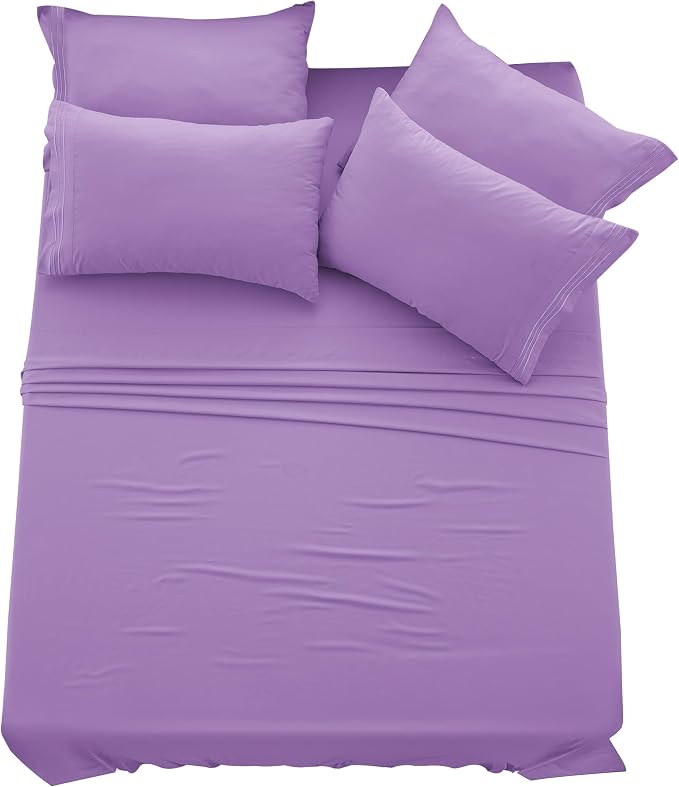 LUX Decor King Sheet Set 4 Piece Ultra-Soft Microfiber Bed Sheets