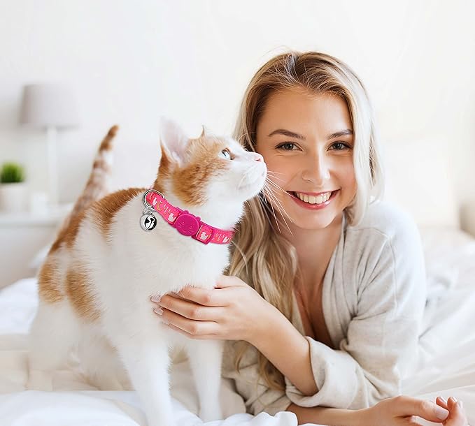 6 PCS Breakaway Cat Collars Golden Moon Cat Collars Safety Buckle Kitten Collar with Bell Glow in The Dark Cat Collars for BoyGirl Cats