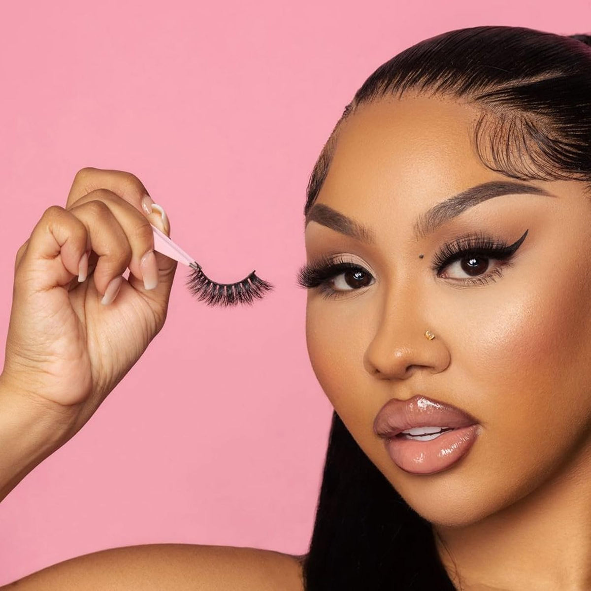 Fake Eyelashes Natural Look Faux Mink Lashes No Glue Thick 3D Eyelash Black Synthetic Fibers, Natural Look, Reusable Handmade Extensions for Makeup Application