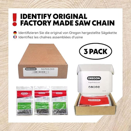 Oregon 3-Pack M72 SpeedCut Chainsaw Chain for 18-Inch Bar - .325-Inch Pitch, .050-Inch Gauge, 72 Drive Links, Replacement Low-Kickback, fits Husqvarna Models and more (95TXL072G),Grey