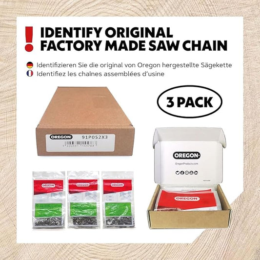 Oregon 3-Pack M72 SpeedCut Chainsaw Chain for 18-Inch Bar - .325-Inch Pitch, .050-Inch Gauge, 72 Drive Links, Replacement Low-Kickback, fits Husqvarna Models and more (95TXL072G),Grey