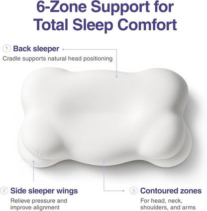 Mellow Sleep Cloud Align Pillow, 2 Pillow Bundle With Pillowcases, Regular Size