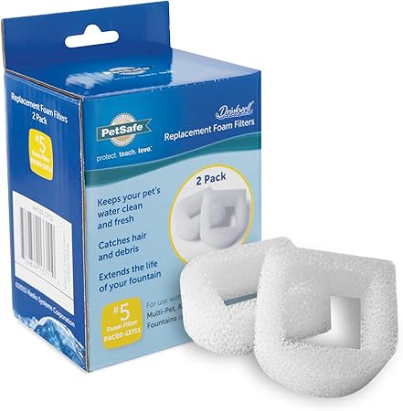 PetSafe Drinkwell Cat Water Fountain Filter Replacement - Foam Replacement Filters, Pet Fountain Filters for Various PetSafe Drinkwell Ceramic and Stainless Steel Pet Fountains, 2 Pack (PAC00-13711)