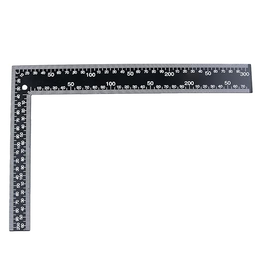 Mtsooning Metal L Square Ruler,90 Degree Right Angle Metric and Inches Ruler, 8 x 12inch Double Sided Ruler, Steel Tempered Measuring Tool for Carpenter Framing DIY Leather Handmade Sewing