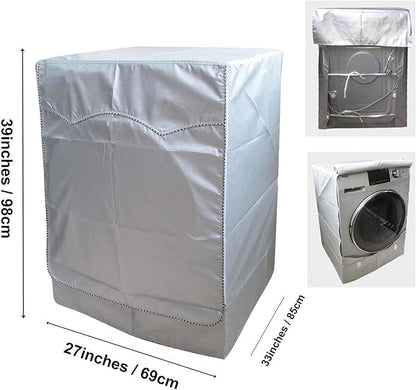 QLLY WasherDryer Cover for Front-loading Machine - Waterproof, Dustproof, Sun-Proof, W27"D33"H39"Suitable for most WashersDryers on US and Canadian market (Basic Silver)