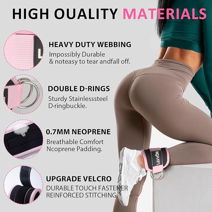 Squat Pad Set - Foam Barbell Pad for Squats Cushion, Lunges  Bar Padding for Hip Thrusts - Standard Weight Bar Pad - With Ankle Straps, Wrist Straps for Weightlifting