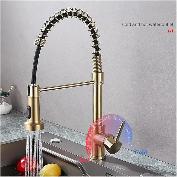 Kitchen Faucet Pull Out Sprayer Countertop Mount Matte Black Mixer Faucet 360 Degree Swivel Kitchen Sink Hot and Cold Water Faucet