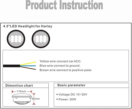 Road King Passing Light - 4 1/2 Inch Passing Light for HD Ultra Classic - with LED Halo Spot Lamp Passing Light Black Projector Fog light Spot light