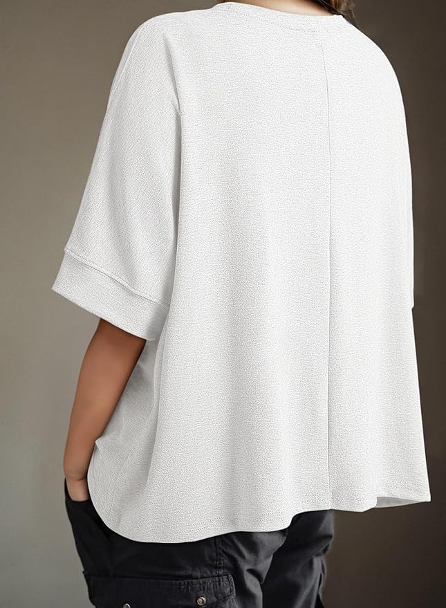 Dokotoo Summer Shirts 2025 Womens Solid T Shirts for Women Loose Oversized Tops Basic Tee