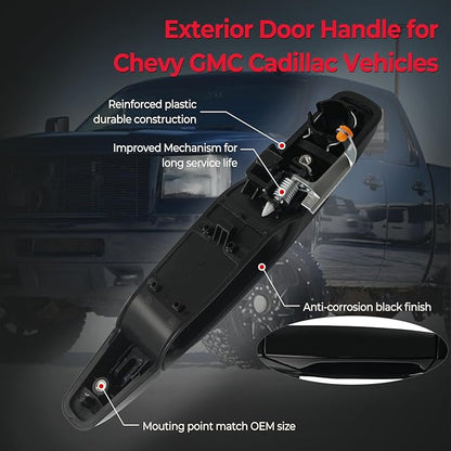 Black Exterior Door Handle Front Left Driver Side Compatible with 2007-2014 Chevy Silverado Suburban Avalanche Tahoe, GMC Sierra Yukon, Cadillac Escalade Replaces 20828258, 22738721, 25960525