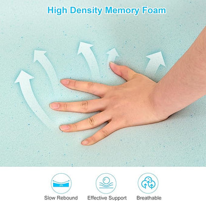 MUUEGM Mattress Topper, 2 Inch Twin Memory Foam Mattress Toppers - Egg Crate Gel Infused Cooling Pad for Breathable Comfort and Back Pain Relief