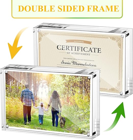 Boxalls 5x7 Inches Acrylic Picture Frame, Double Sided Clear Frameless Photo Frames with Magnetic Desktop Transparent