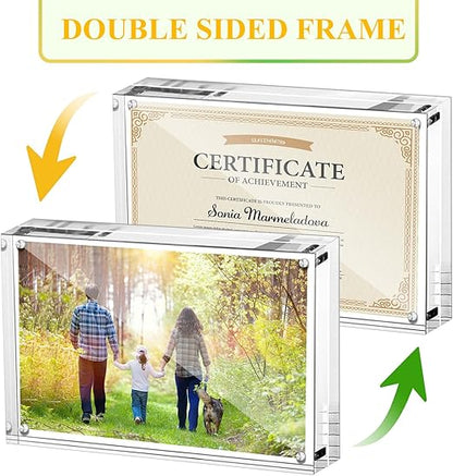 Boxalls 5x7 Inches Acrylic Picture Frame, Double Sided Clear Frameless Photo Frames with Magnetic Desktop Transparent