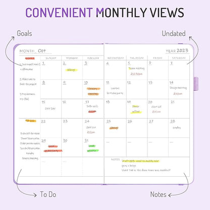 Undated Weekly Planner for 2025, Forvencer Simplified Daily  Weekly  Monthly Calendar Planner, Cute Daily Organizer Notebook, Agenda Journal to Track Goals  Tasks, Start Anytime, A5 Size, Purple