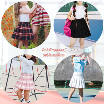 High-quality pleated mini skirt, perfect for school, parties, or everyday wear, with breathable polyester fabric and attached safety shorts.