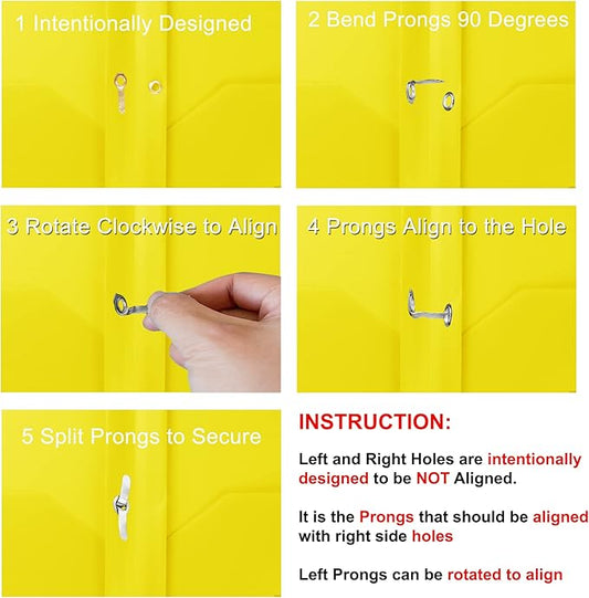 Youngever 6 Pack Heavy Duty Plastic Two Pocket Folders with 3 Prongs, Metal Prongs Fastener, Heavy Duty Plastic 2 Pocket Folder (Yellow)