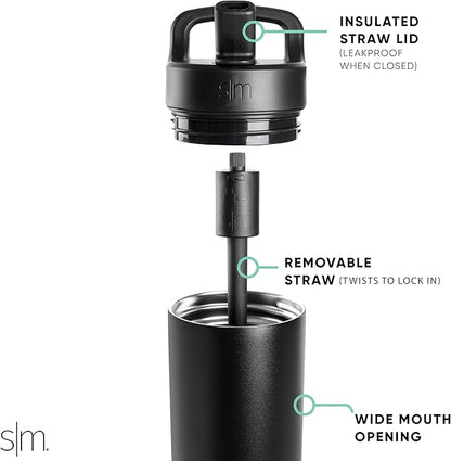 Simple Modern Water Bottle with Straw lid  Insulated Stainless Steel Thermos  Reusable Travel Water Bottles for Gym  Sports  Leak Proof  BPA Free  Mesa Collection  24oz, Forest