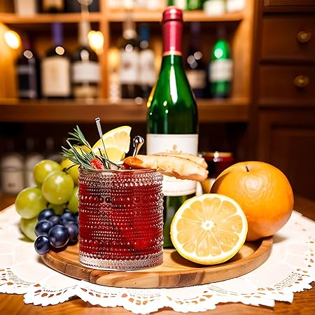 ZOOFOX Set of 6 Romantic Water Glasses, 12 oz Hobnail Glasses Tumbler, Clear Embossed Vintage Glassware Set for Beer, Cocktail, Soda, Beverages