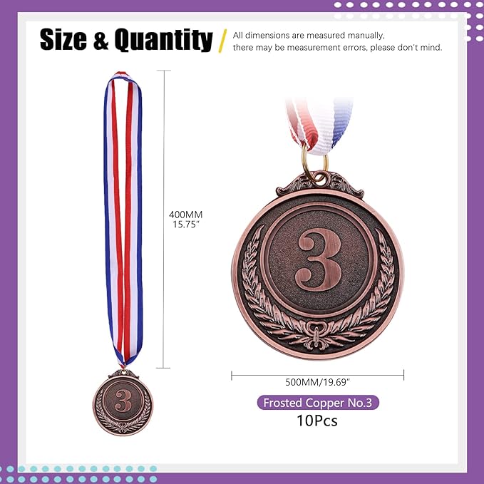 Swpeet Winner Medals Gold Silver Bronze Award Medals, 1st 2nd 3rd Award Medals with Neck Ribbon, Olympic Style Medals Prizes for Competitions, Party Decorations and Awards