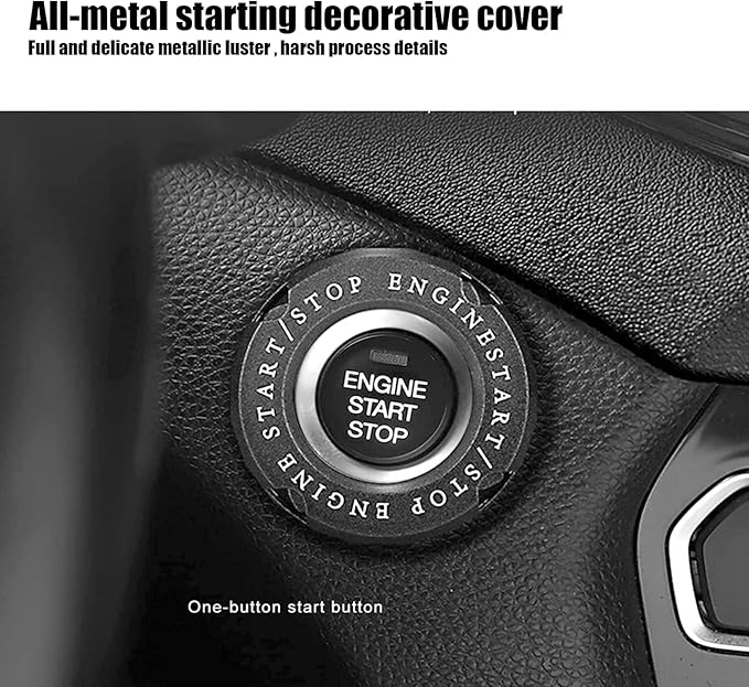 ZKFAR 1 PC Car Engine Push to Start Accessories, Rotary Push Start Button Cover Skull Print, Engine Start Stop Button Cover Rotar, Car Start Button Cover Spin, Motorcycle Startup Decoration (Black)