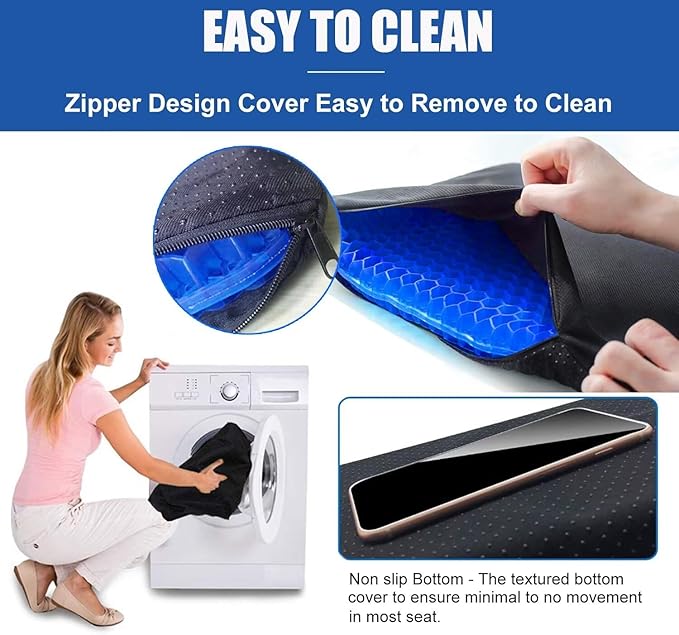 Gel Seat Cushion for Long Sitting Pressure Relief (Super Large  Thick) - Non-Slip Gel Chair Cushion for Back,Sciatica,Tailbone Pain Relief - Seat Cushion for Office Desk Chair,Car Seat,Wheelchair